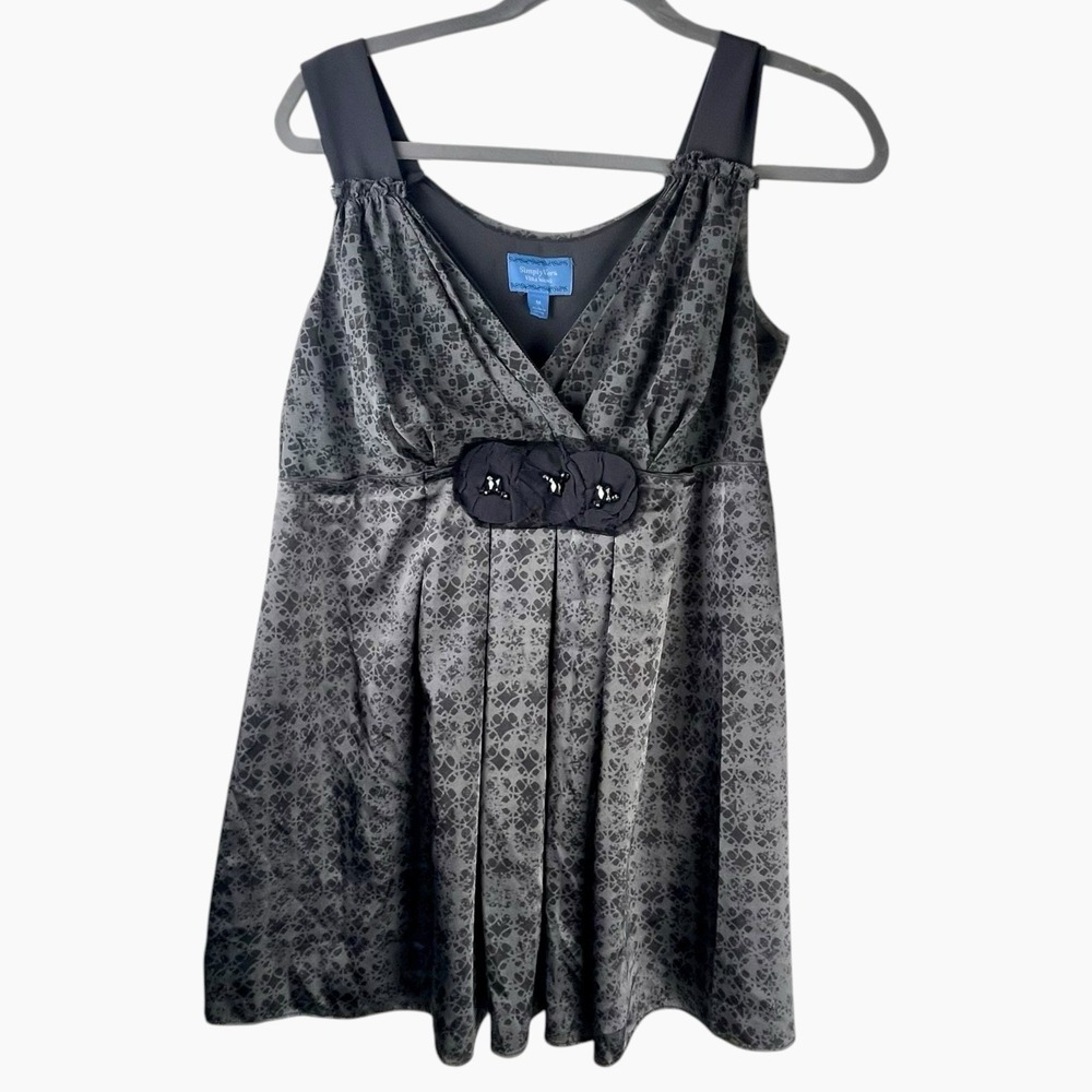 Simply Vera Vera Wang Gray Satin Mini Dress Medium Rhinestones Short